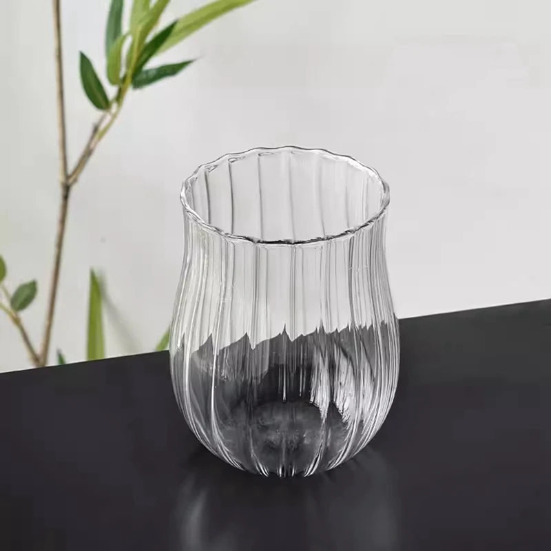 New Glass Cup Coffee Cup Mug Tulip Shape Wine Glasses Heat-resistant Tumbler Transparent Glasses Tea Juice Milk Water Glasses