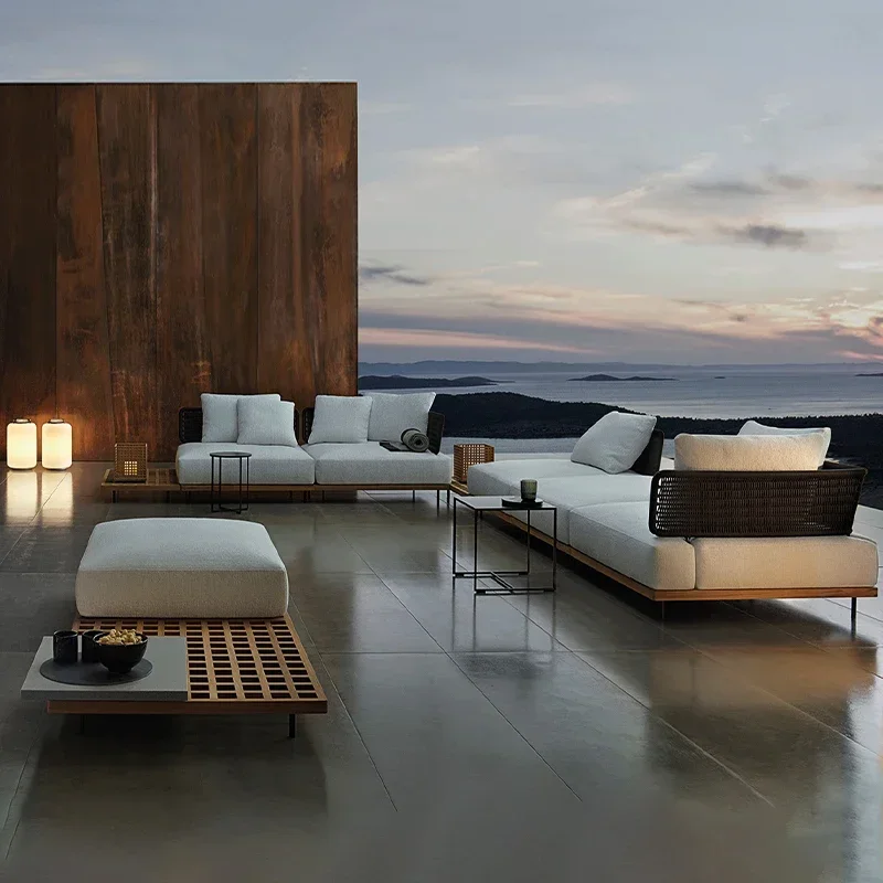 Rattan Furniture Outdoor Sofa Set Sparta Lounge Outdoor Wicker Daybed Beach Poolside Wicker Tent Patio Sofa