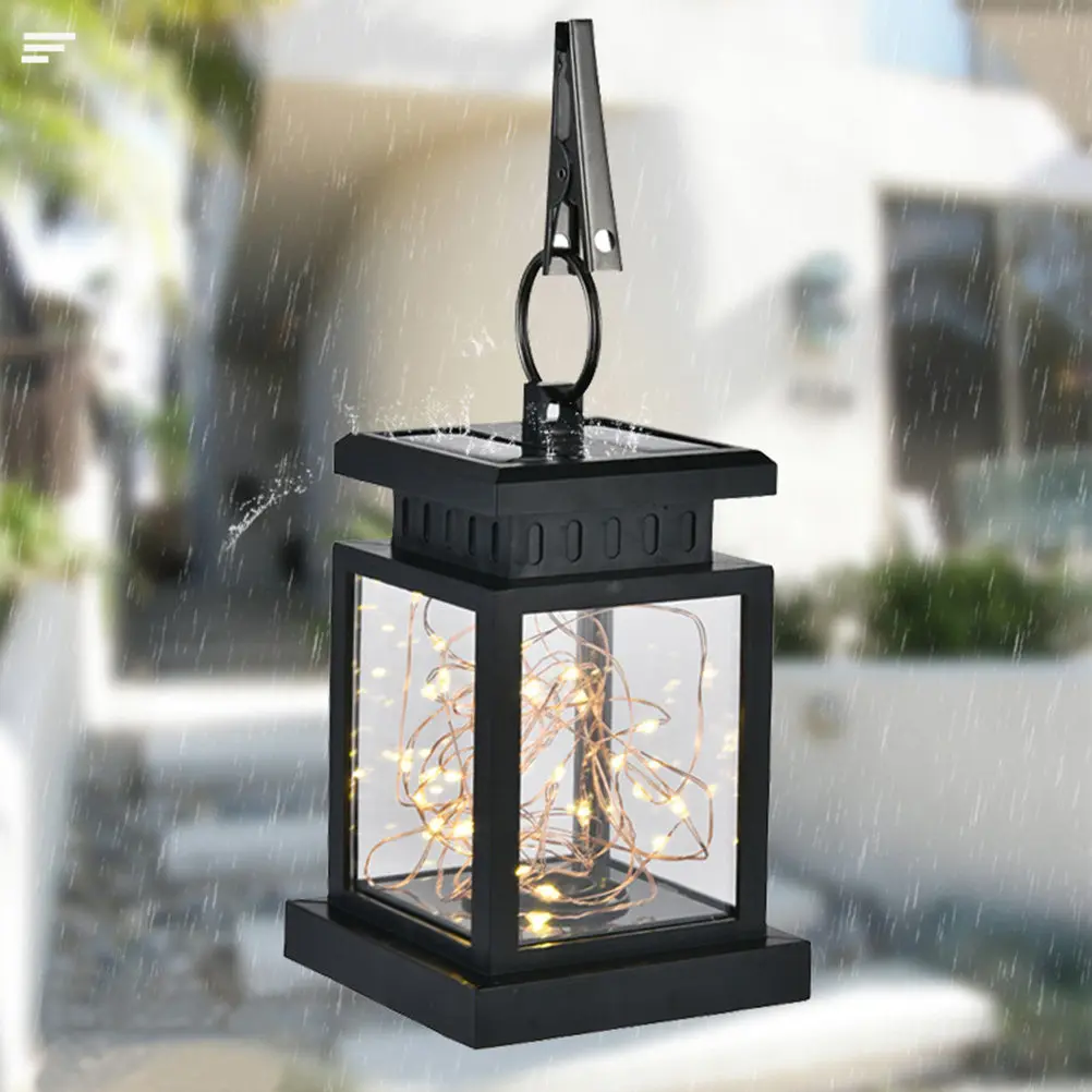 2Pcs Outdoor Solar Hanging Lights Vintage Warm White Leds Effect Auto on At Night for Garden Yard Lawn Patio