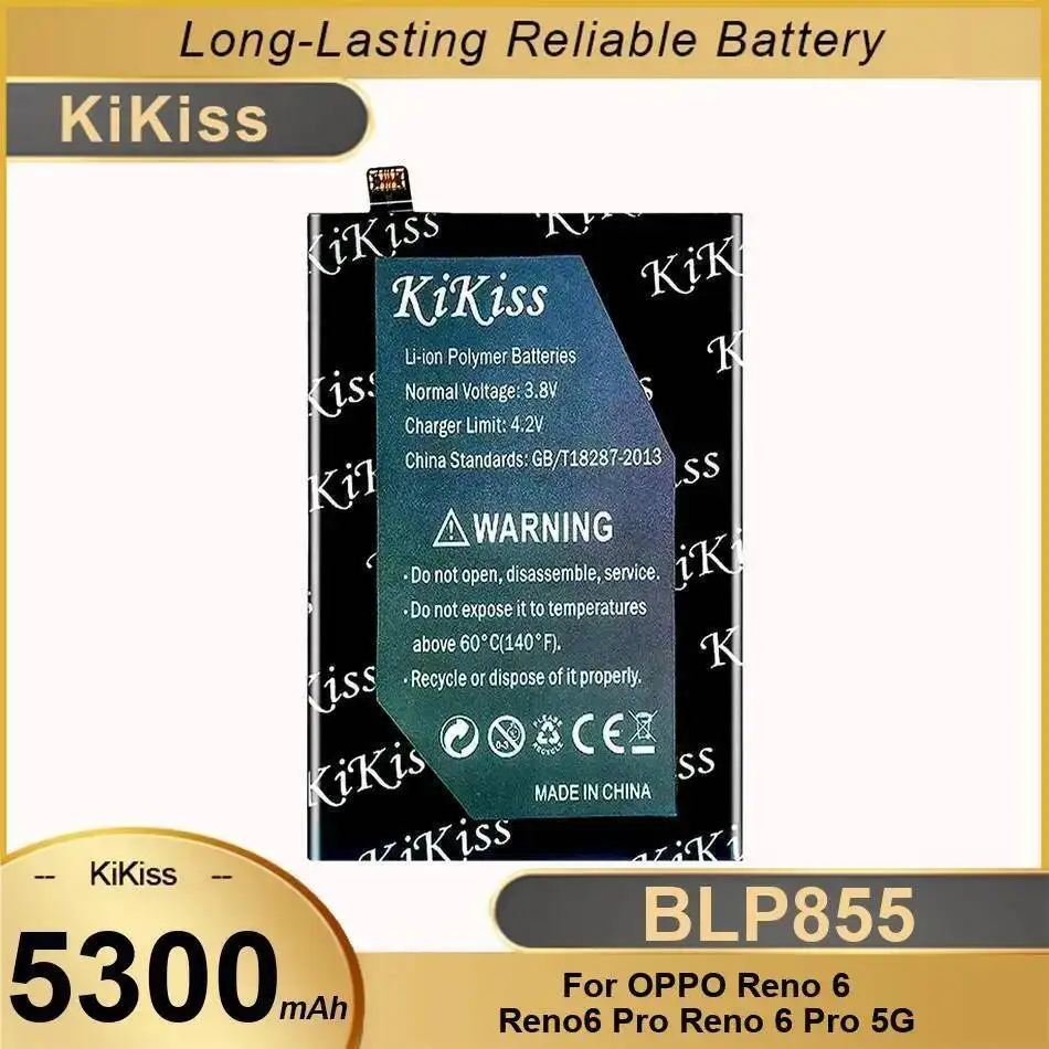 

Премиальная замена 5300 мАч, легкий аккумулятор для мобильного телефона Oppo Reno 6 Pro 5G BLP855