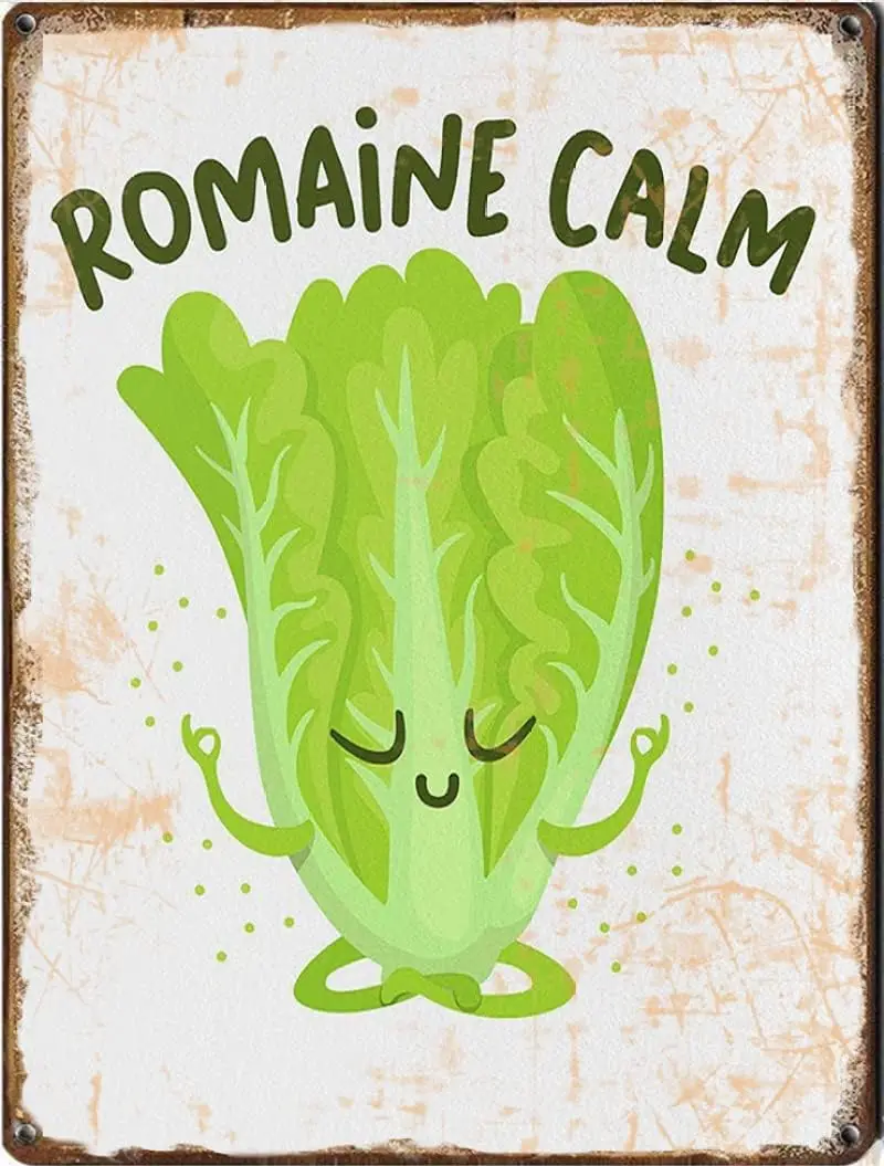 Yoga tin sign - Funny Romaine Lettuce tin sign - Foodie tin sign - Gift for Foodie - Food Lover tin sign,Retro style, wall art d