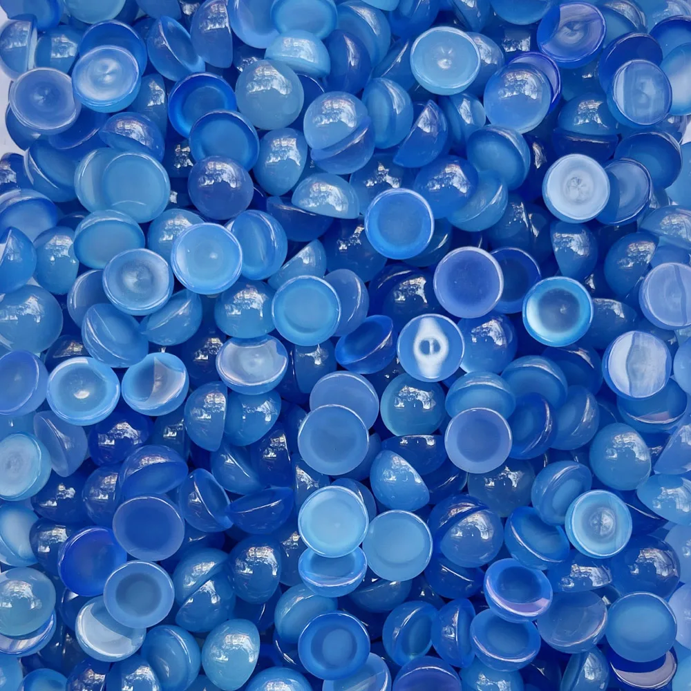 fashion 8MM Natural Stone blue agate round Beads cabochon for Jewelry making 50pc Ring Bracelet Necklace accessories wholesale