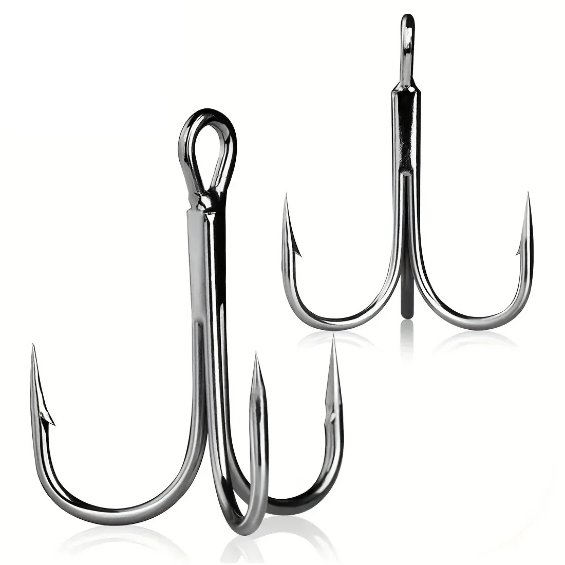 Silver High Carbon Steel Treble Hooks Solid Size 1/0#-14# Triple Barbed Steel High Strength Hooks Bass Fishing Tackle Wholesale