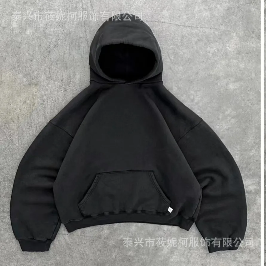 

2025 Autumn and Winter New European and American Solid Color Loose High Street Personalized Couple Short Sweater Women's Hooded