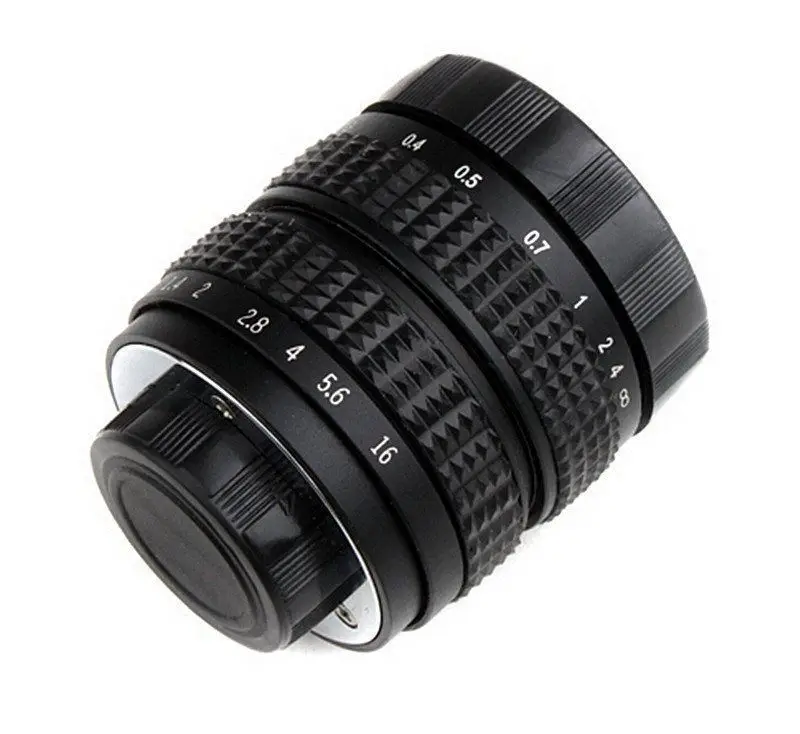 CCTV Camera Lens com Metal Lens Hood, Filme para TV, C Mount, Canon EOS, EFS EF, Câmera DSLR, 5D, 6D, 7D, II, III, 70D, 80D, 25 milímetros