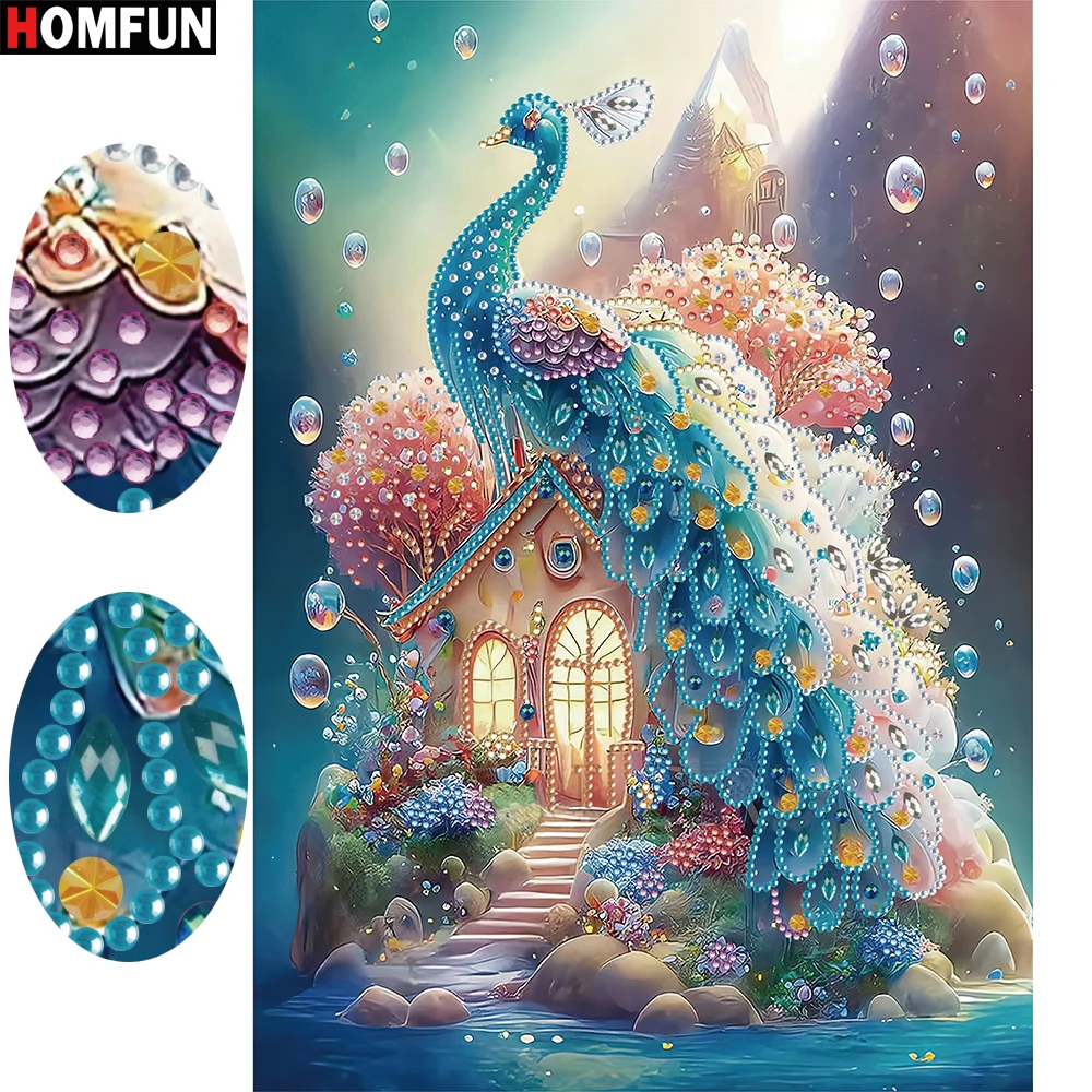 HOMFUN 5D pittura diamante fai da te forma speciale trapano animale sogno pavone cristallo ricamo strass decorazione della parete di casa regalo