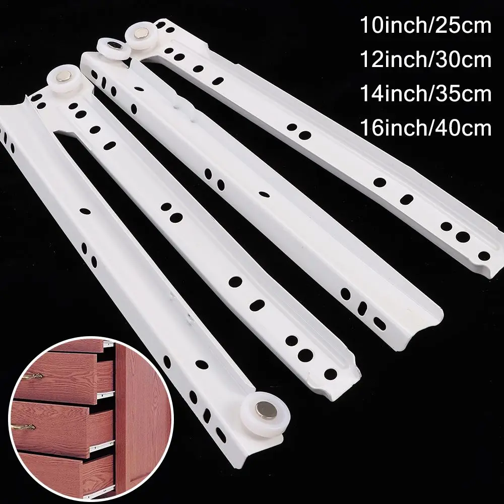 1Pair Durable Two Section Pulley Furniture Two Cabinet Rails Cabinets Keyboard Roller Computer  Chute Drawer Track Slides