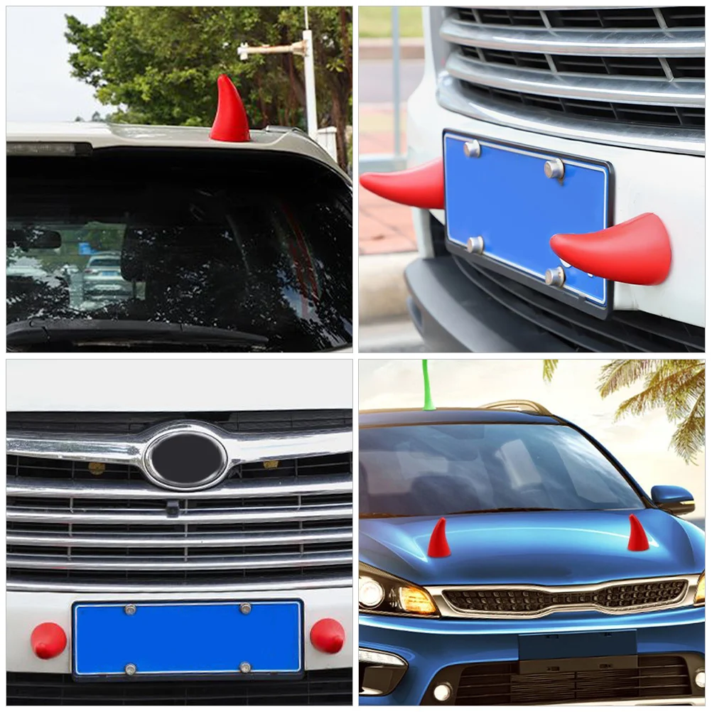 2 قطعة ديكور سقف السيارة قرون متعة السيارات الحلي الخارجية لافتة للنظر قرون الشيطان للسيارة العثور السريع في وقوف السيارات