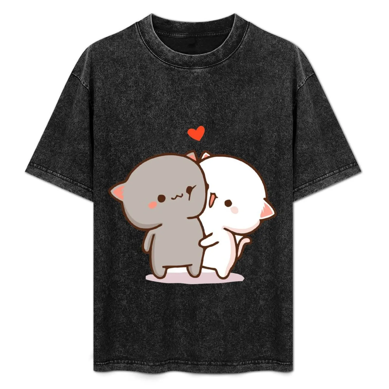 

Peach and Goma in Love Couple Mochi Mochi Cat T-Shirt cotton man t-shirts clothes black t shirts for men