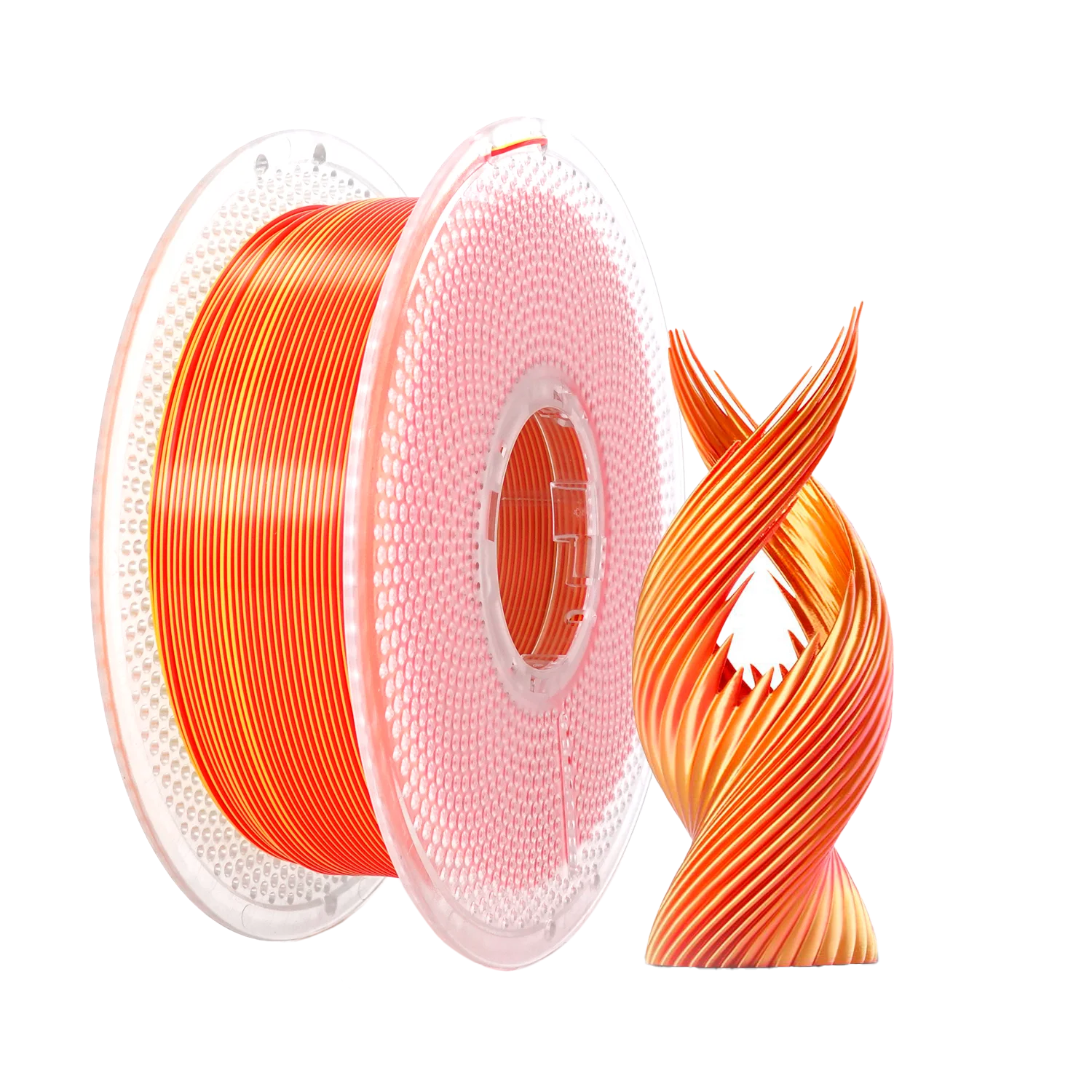

Silk PLA 3D Printer Filament 1.75mm, Dimensional Accuracy +/0.02mm, 1KG Spool (2.2 lbs),PLA Silk Dual Color (Red Gold)