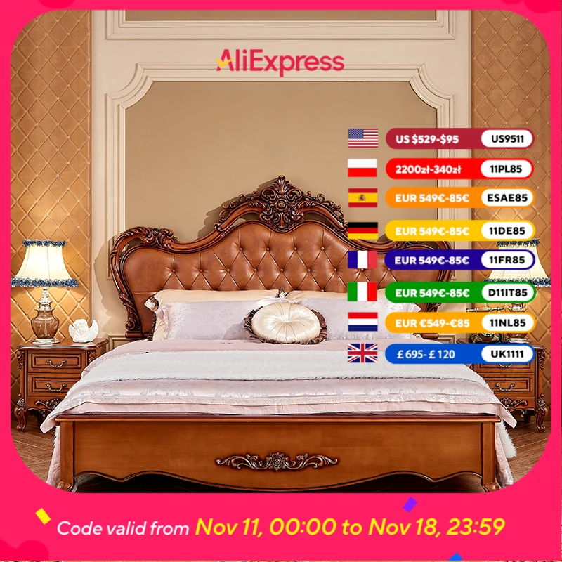 

Tall Headboard Double Size Bed Frame Storage Wood Elegant Luxury Bedroom Bed Frame Twin Modern Letti Matrimoniali Furniture