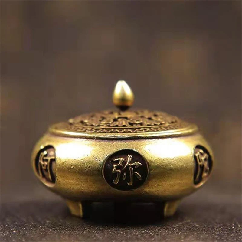 1* Retro Incense Burner Twelve Zodiac Signs Burner Brass Incense Holder With Cover Sandalwood Cense Buddhism Home Decor Ornament