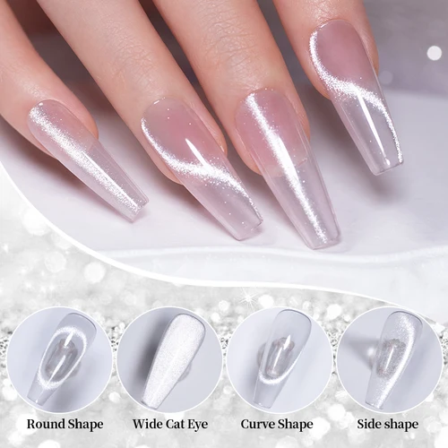 Imagen 2 del producto PUENTE-esmalte de uñas de Gel magnético de gato blanco brillante, 7,5 ML, Ultra brillante, ojo de gato, barniz de uñas semipermanente UV para manicura