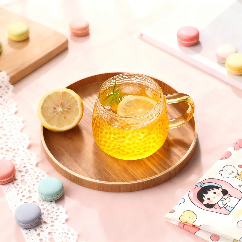 350ml/400ml Hammer Pattern Coffee Cup Juice Glass Mug Temperature Heat Resistant Hand Handle Tea Cup Household Drinking Cocktail