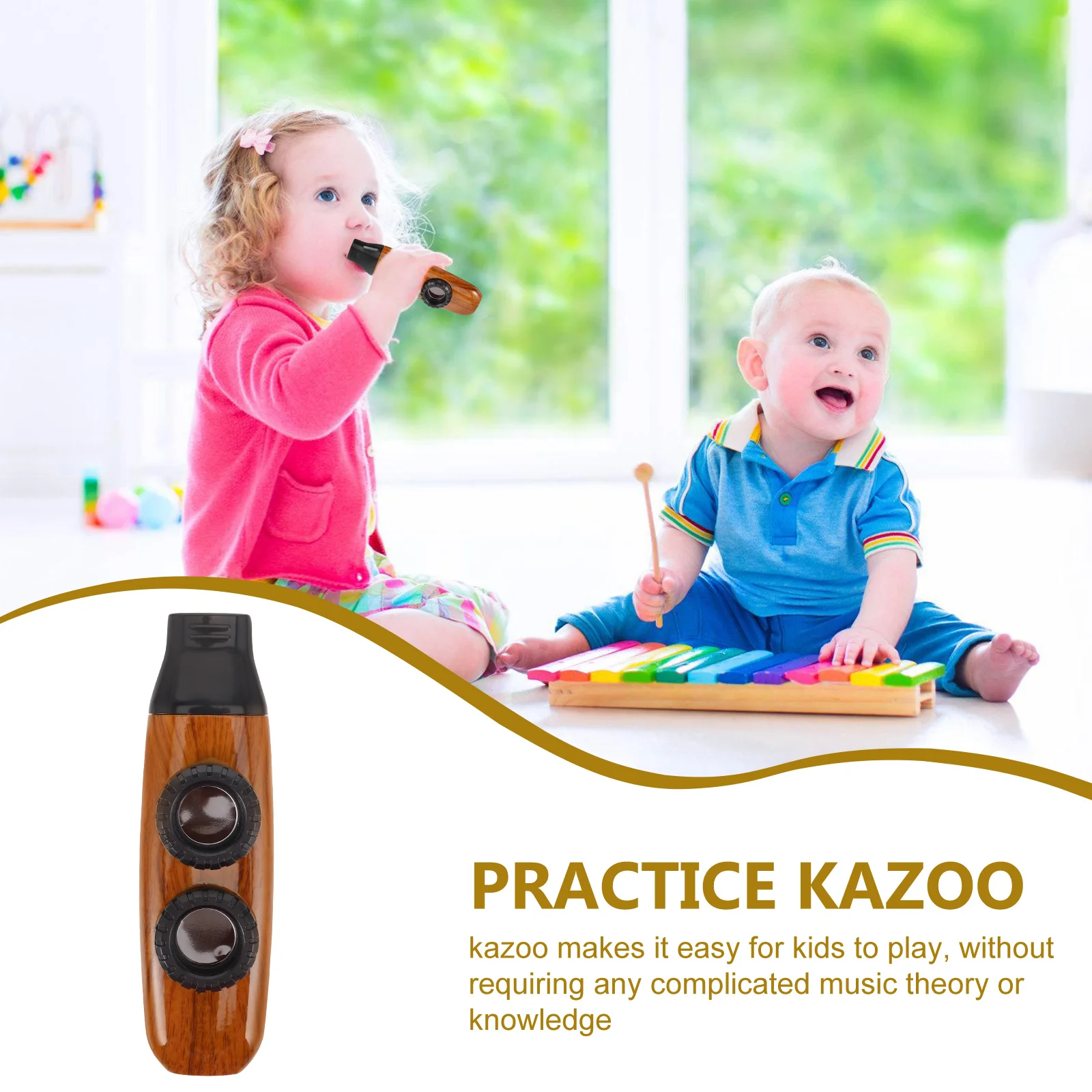 

Kazoo Musical Instrument Kids Beginner Children Performance Birthday Party Noise Maker Small Practice Toy Wooden