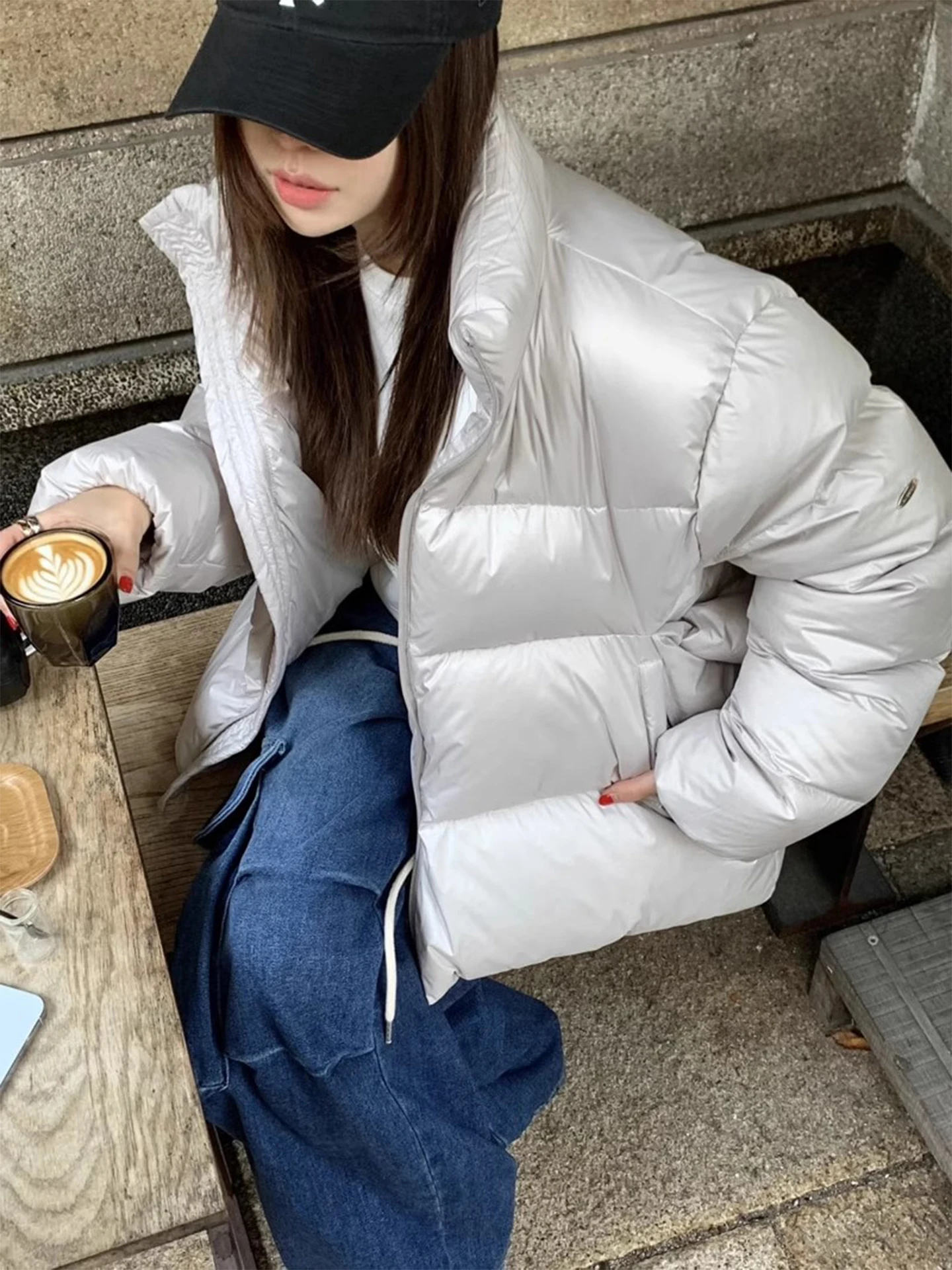 

Casual Loose Women's Cotton Jaet Warm Versatile Bread Coat ort Outerwear Winter New Sle Small Size Korean Sle