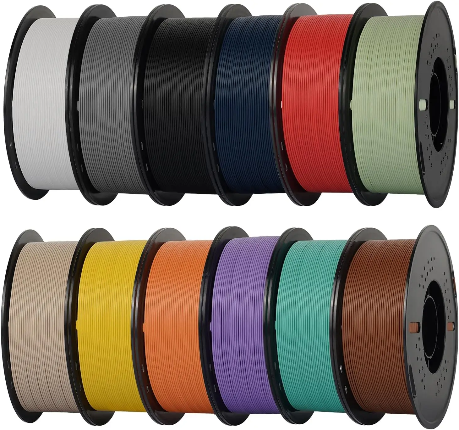 Mixed Color Matte Pla Filament Spool Pack Twelve One Kilogram Rolls For Printing