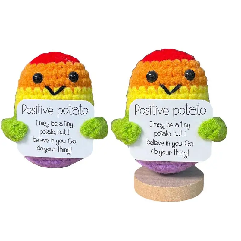 Potato Crochet Doll Positive Energy rainbow Potato crochet Doll small cute hand-woven Motivational Cheer Up Potato Positive Card