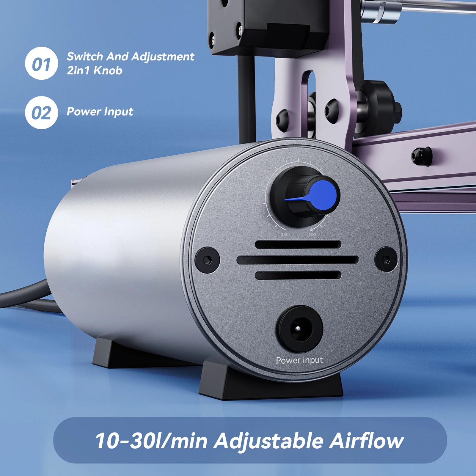 Laser Cutting/Engraving Air-Assisted Accessories HIgh Airflow 10-30L/min Adjustable for Most of Laser Engraver Machine