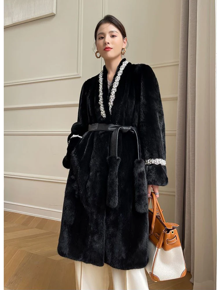 2024 Autumn Winter Elegant Women's Long Faux Fur Coat Fashionable Casual Warm Coat Loose Thick Warm Long Fur Jacket Windbreaker