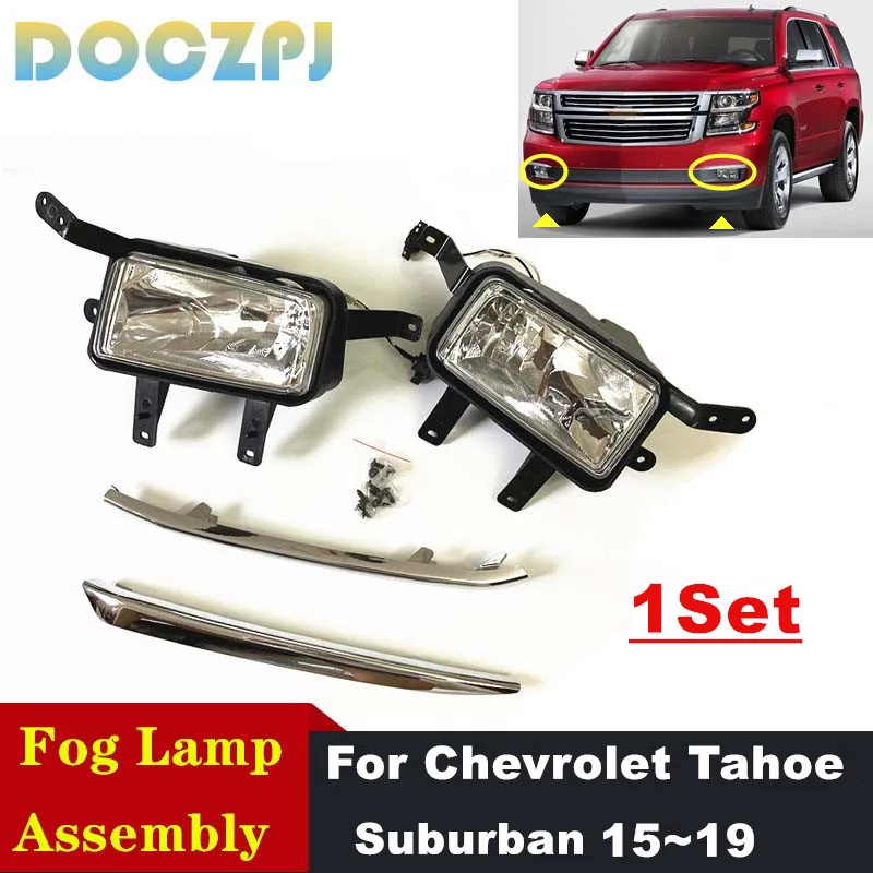 

1Set Left and Right Car Front Driving Fog Lights For Chevrolet Tahoe /Suburban 2015 2016 2017 2018 2019 With Chrome Trim