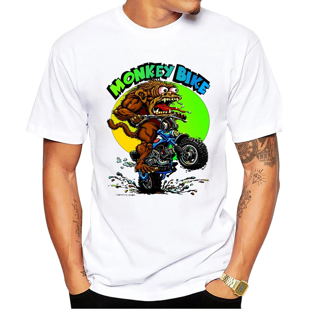 Monkey bicycle men's T-shirt 3D monkey print cool T-shirt short sleeved T-shirt Harajuku T-shirt top