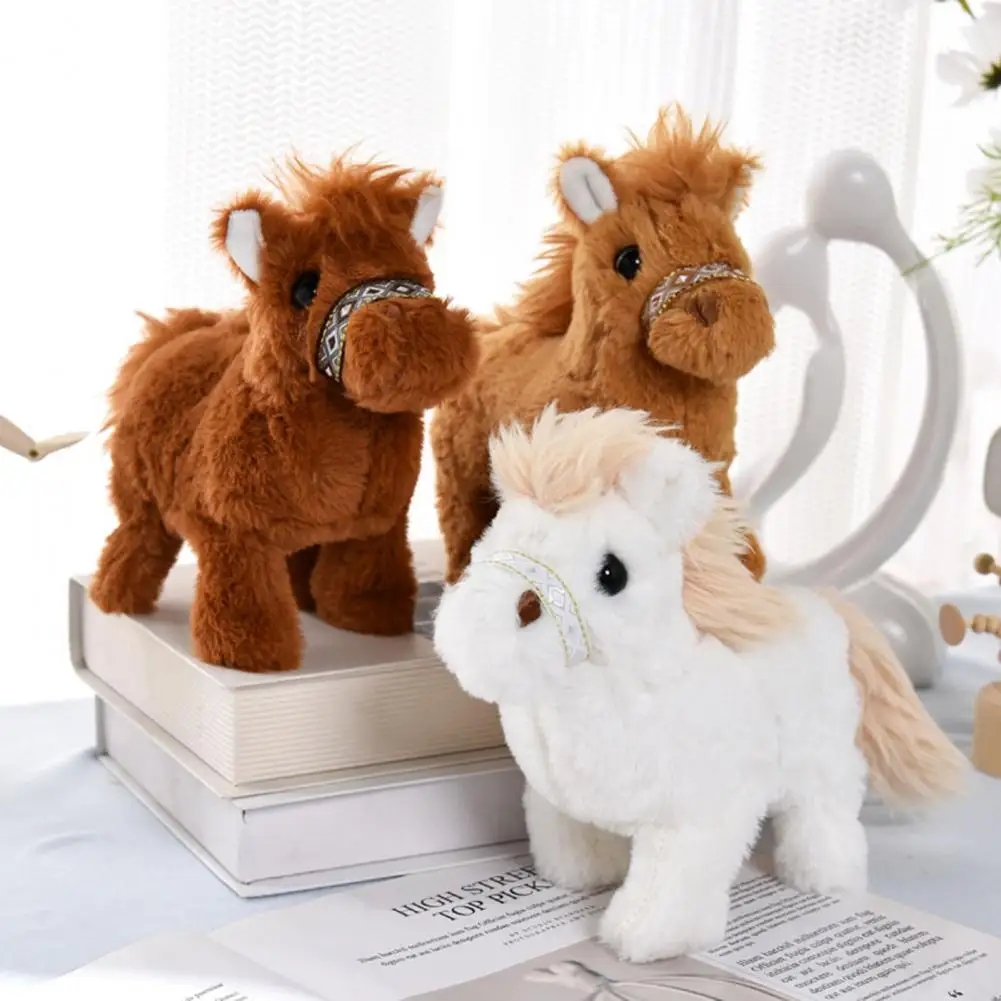 Electric Plush Horse Toy with Sound Kids Walking Interactive Horse Plushie Simulation Plush Horse Toy Stuffed Animal Toy