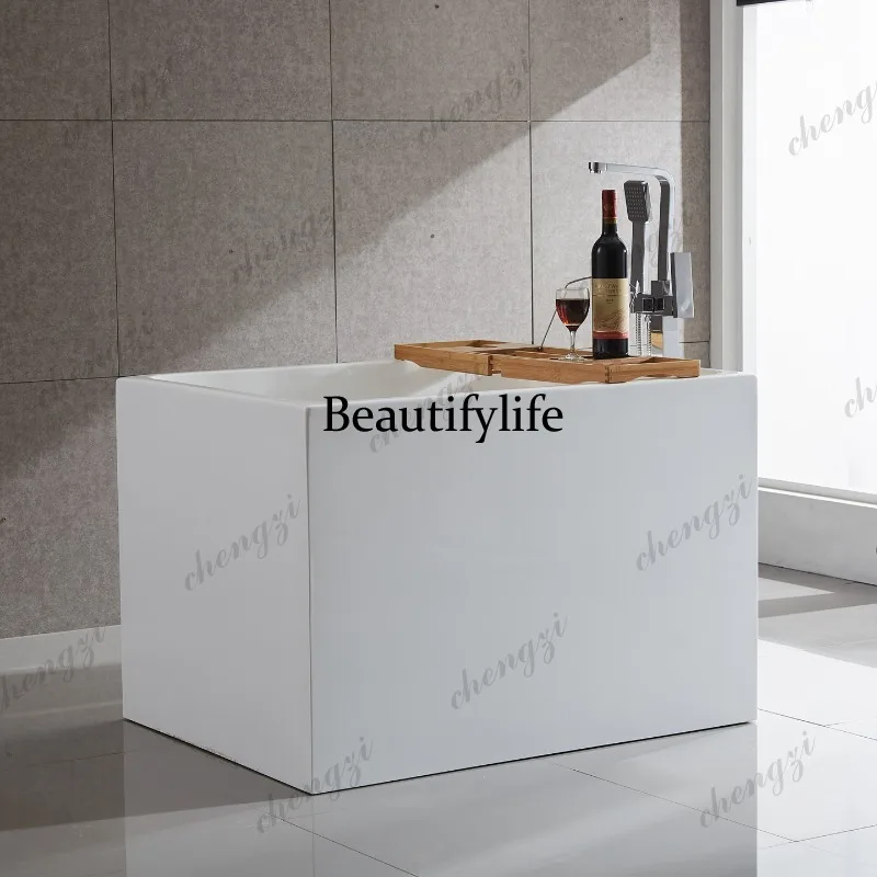 Simple deep bubble 60-seat independent household small apartment vertical bathroom mini bathtub 0.9 1.0 1.1 meters