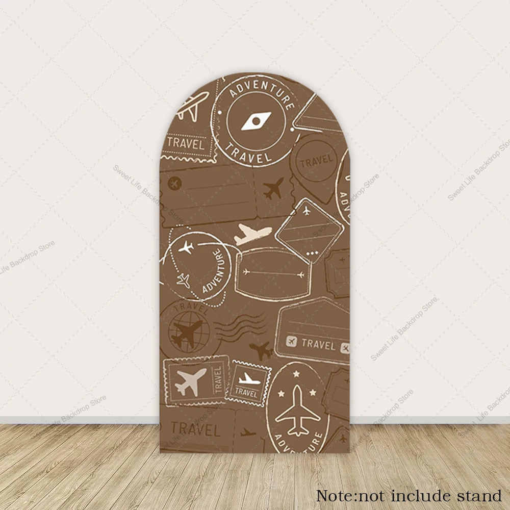 مغامرة تنتظر قوس خلفية غطاء طوابع الطائرة ديكور خريطة العالم السفر تحت عنوان استحمام الطفل عيد ميلاد قوس الخلفية #3