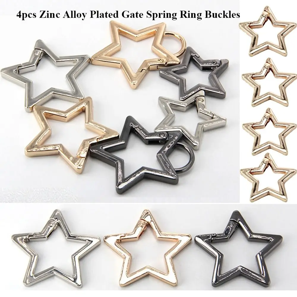 4pcs High quality Black gold silver Spring Ring Buckles Star Shape Bag Belt Buckle Zinc Alloy Hooks Purses Handbags Buckles