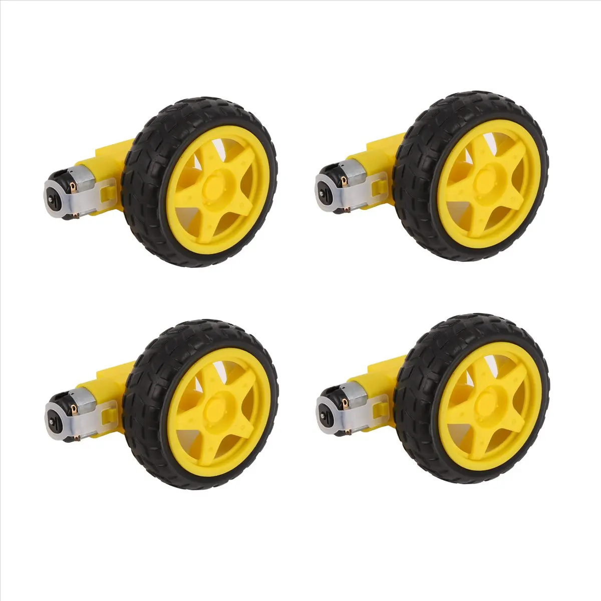 【STOCK】4PCS DC Electric Motor + Plastic TT Motor Tire Wheel Dual Shaft Gear Motor TT Engine for Smart Car