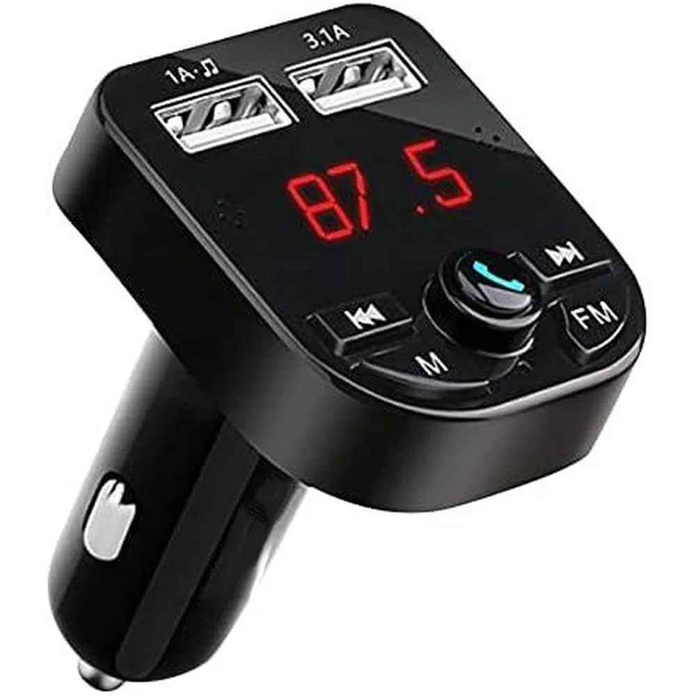 

Car Bluetooth player FM Transmitter Bluetooth 5.0 Player QC 3.0 1.0A for most vehicles equipped with a standard 12V power outlet