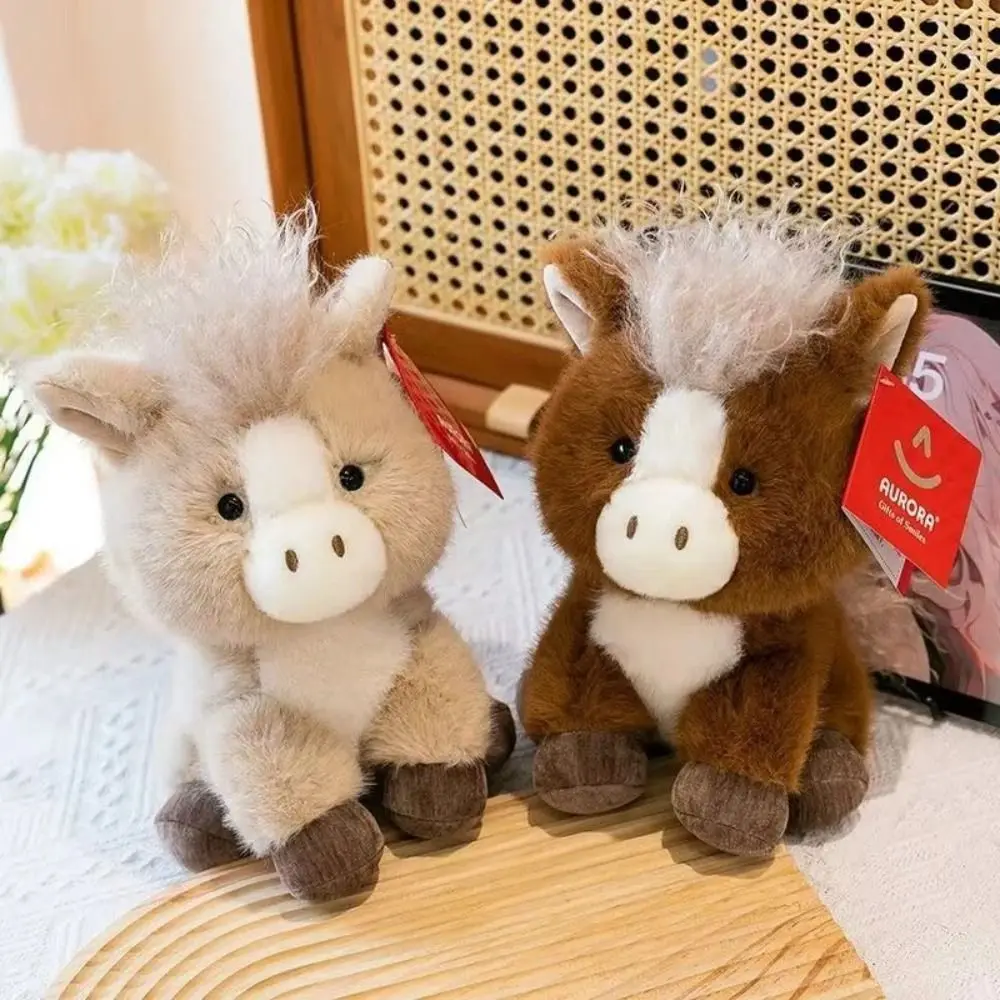 Jouet en peluche cheval debout en coton PP, poupée de poney en peluche douce et moelleuse, confortable et Portable, cheval en peluche à cheveux longs