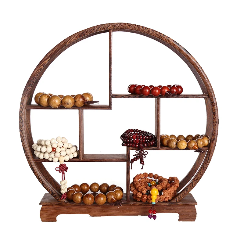 

retro solid wood cultural play jewelry rack, jewelry necklace rack, bead bracelet ornament, Duobao Pavilion jade display props