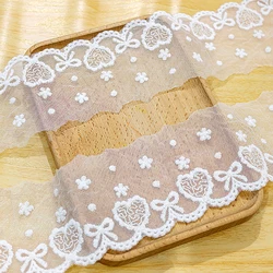 1Yard Off white Embroidery Heart Trimmings for Clothing DIY Sewing Lace Fabrics for Wedding Dresses Sewing Accessories