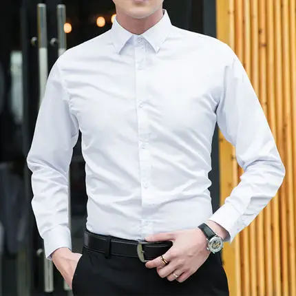 

Spring Summer Men's Long Sve Pure Color irt Casual Profional Slim Fit Busin irt Workwear Classic Sle White irt