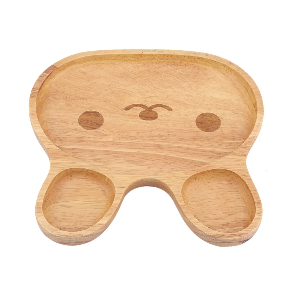 Wood Wooden Tray Lovely Cartoon Smooth Burr-free Decorative Platter Thickened Tray Bottom Surrounding Anti-spill Edge