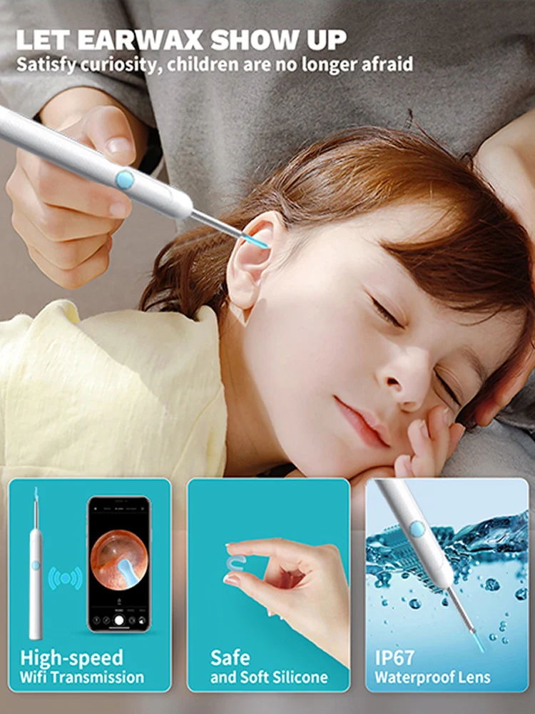 

Ears instantly clear Visual Ear Wax Cleaner Instant relief from ear itching Camera Safe Earwax Removal Suitable for family.