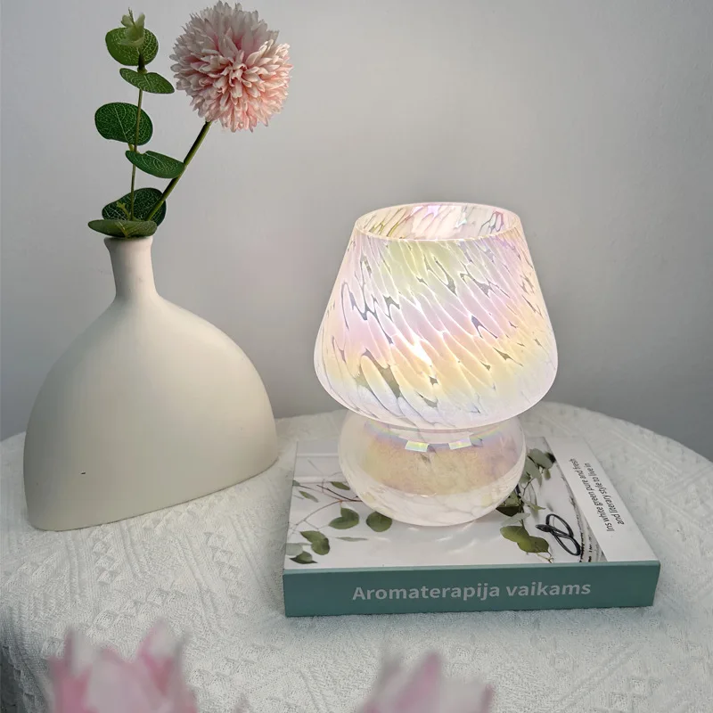 

Декоративная настольная лампа в стиле ретро, стеклянная лампа в виде грибов, прикроватный ночник для создания атмосферы
