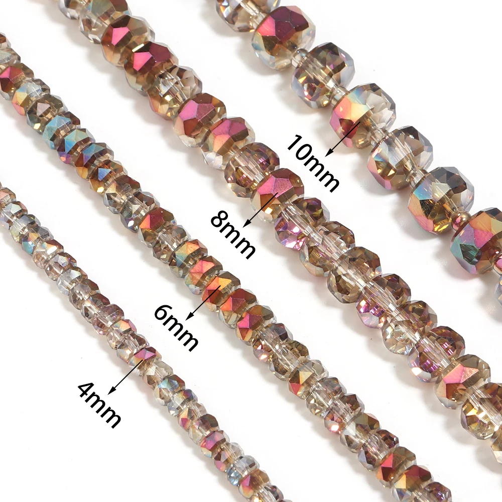 1 Strand 4/6/8/10mm Purple Hot Pink Faceted Crystal Beads Wheel Beads Glass Loose Beads For Jewelry Making DIY Bracelet Necklace view 2