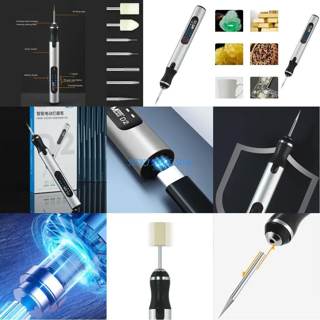 

L8RC электрическая гравировальная ручка, вращающийся инструмент, 8 Вт, беспроводной гравировальный инструмент, 7 бит