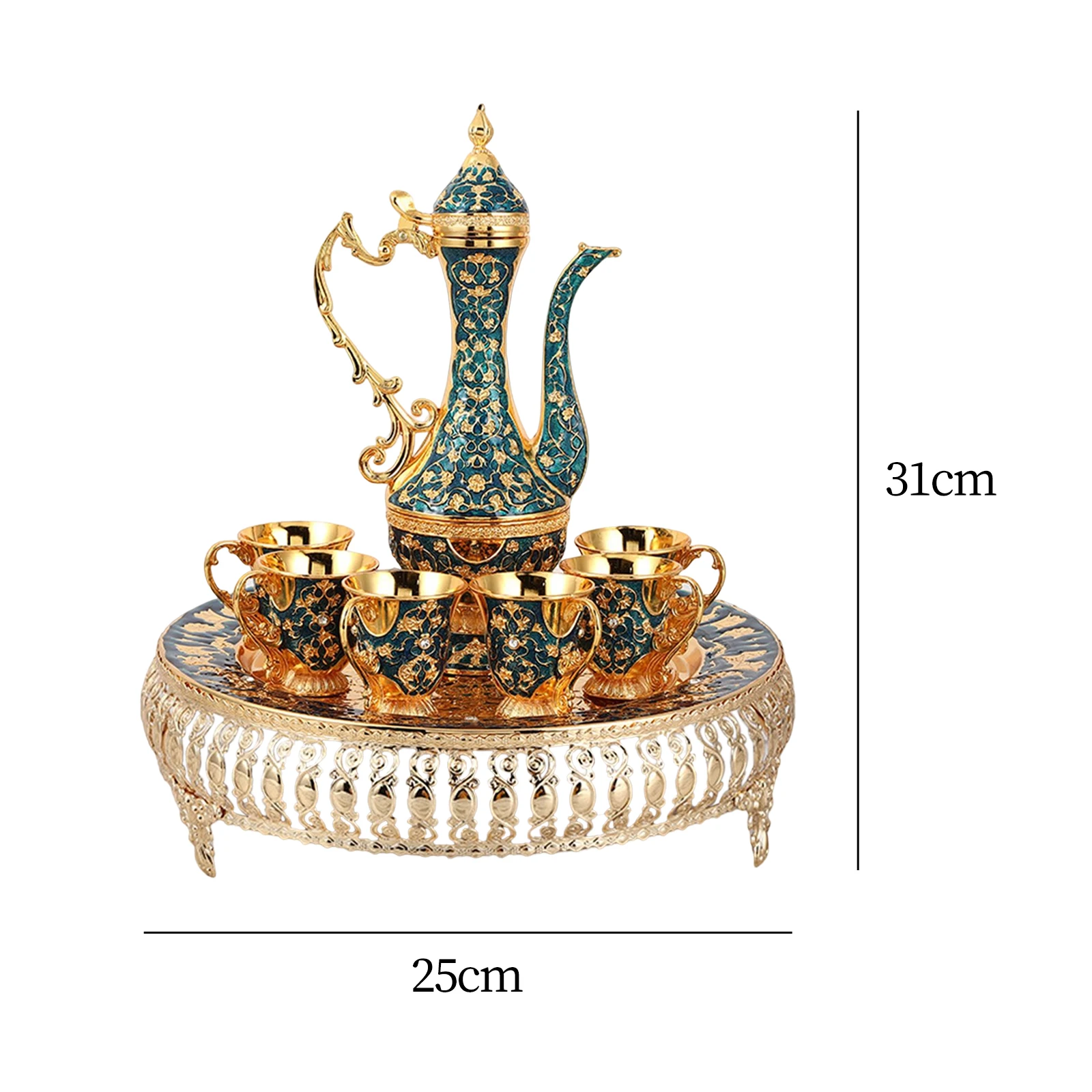 Customizable High-grade Turkish coffee game, 6 cups and plates decorated tea set, teapothome decoration view 6