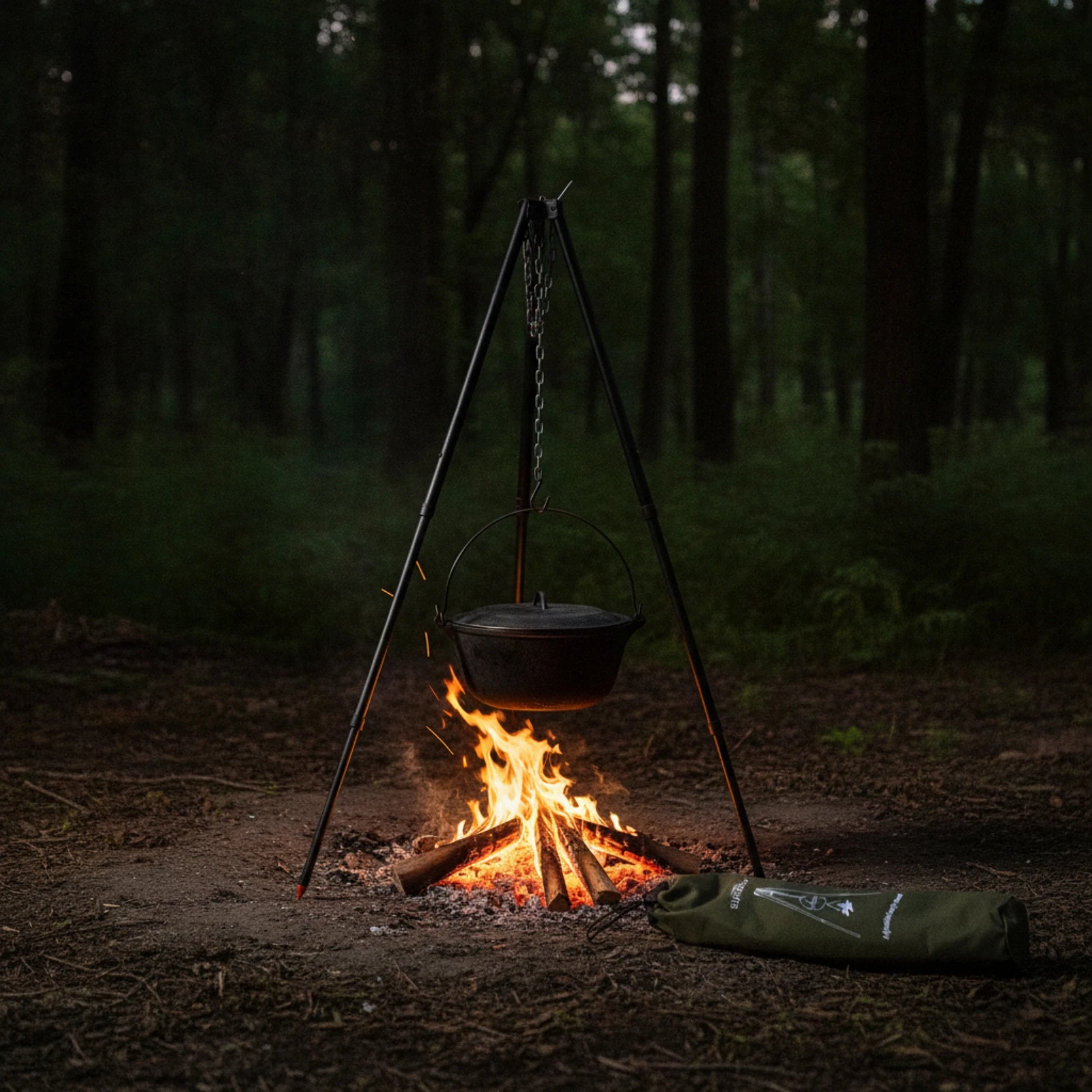 チェーン付きキャンプ三脚、伸縮式キャンプ調理用三脚、吊り下げ - Camping Cooking Pot Tripod のレビューと価格
