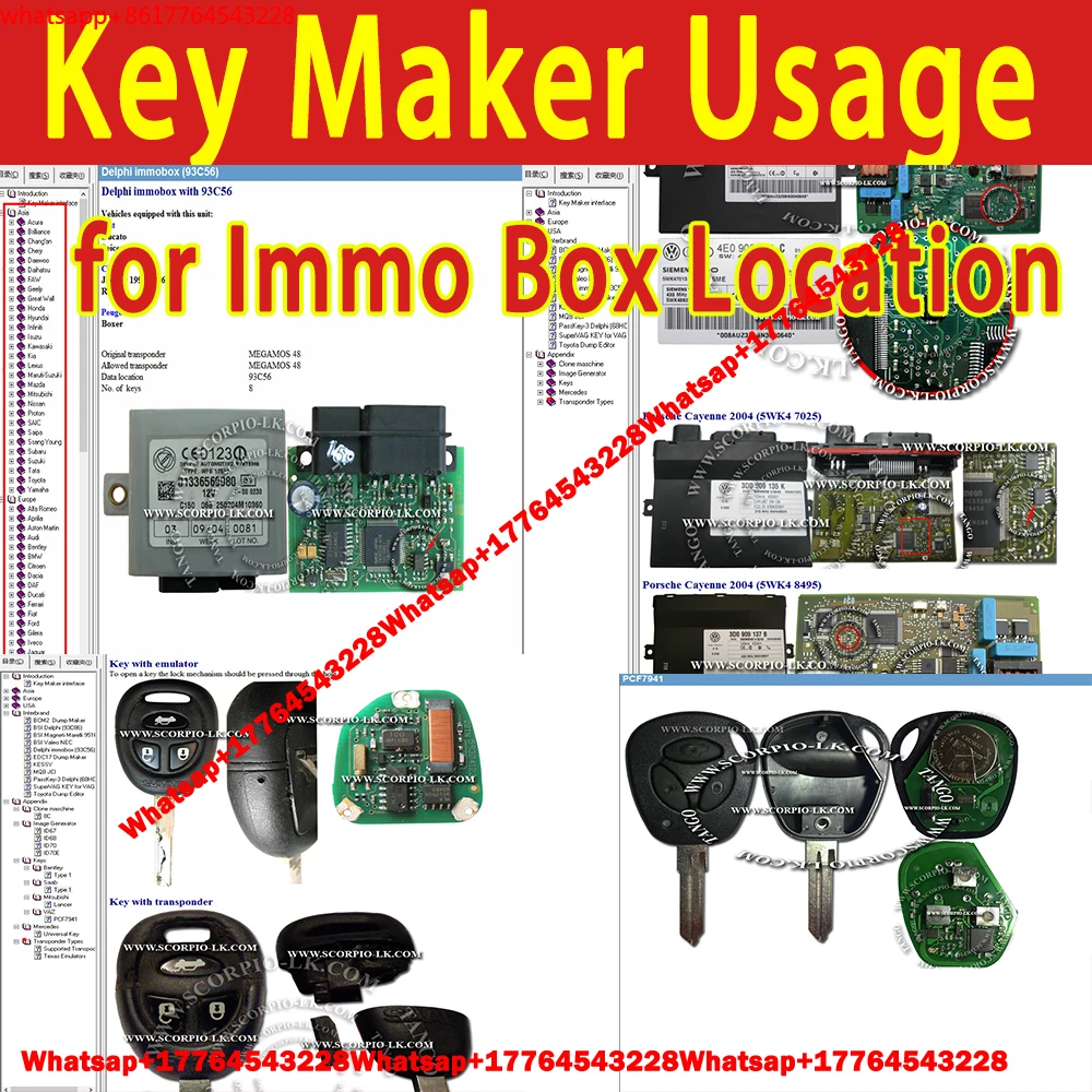 Key Maker Usage  for Maker Key Programming Show Original Allowe Transponder Data Location  Immo Box Locations lost Key