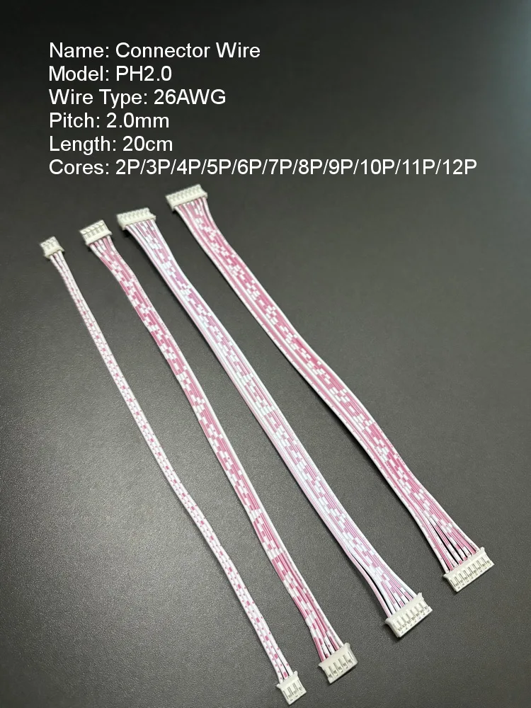20CM Model PH2.0 XH2.54 Cores 2-12P Dual Head Plug Connector Terminal Electronic Wire 26AWG Same Directional Wire Type