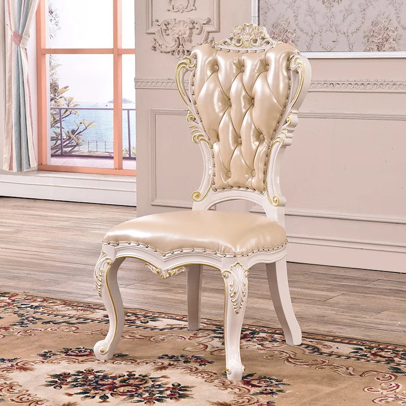 

European dining chair solid wood soft bag backrest dining chair book , living room modern simple leather
