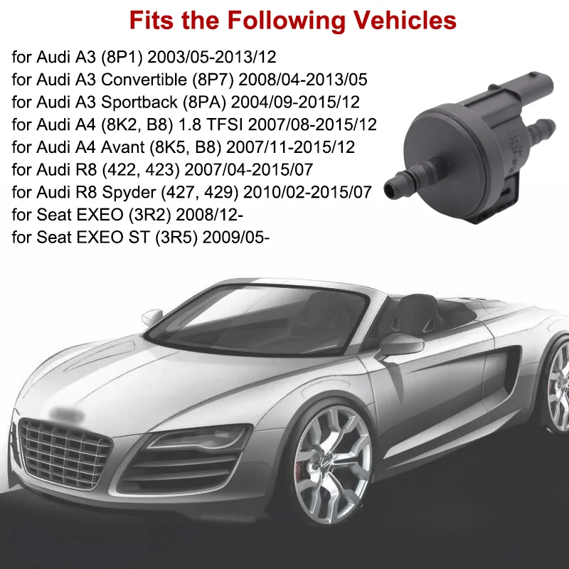 

Электромагнитный клапан продувки канистры пара 0280142458 для двигателя Audi A3 A4 R8 Seat EXEO CDHA CDHB 0280142459 06H906517B