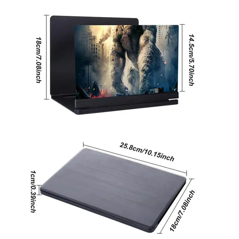 Screen Video Magnifier Mobile Phone Screen Holder Projector Wood Grain Design Movie Video Phone Amplifier For Dormitory Work