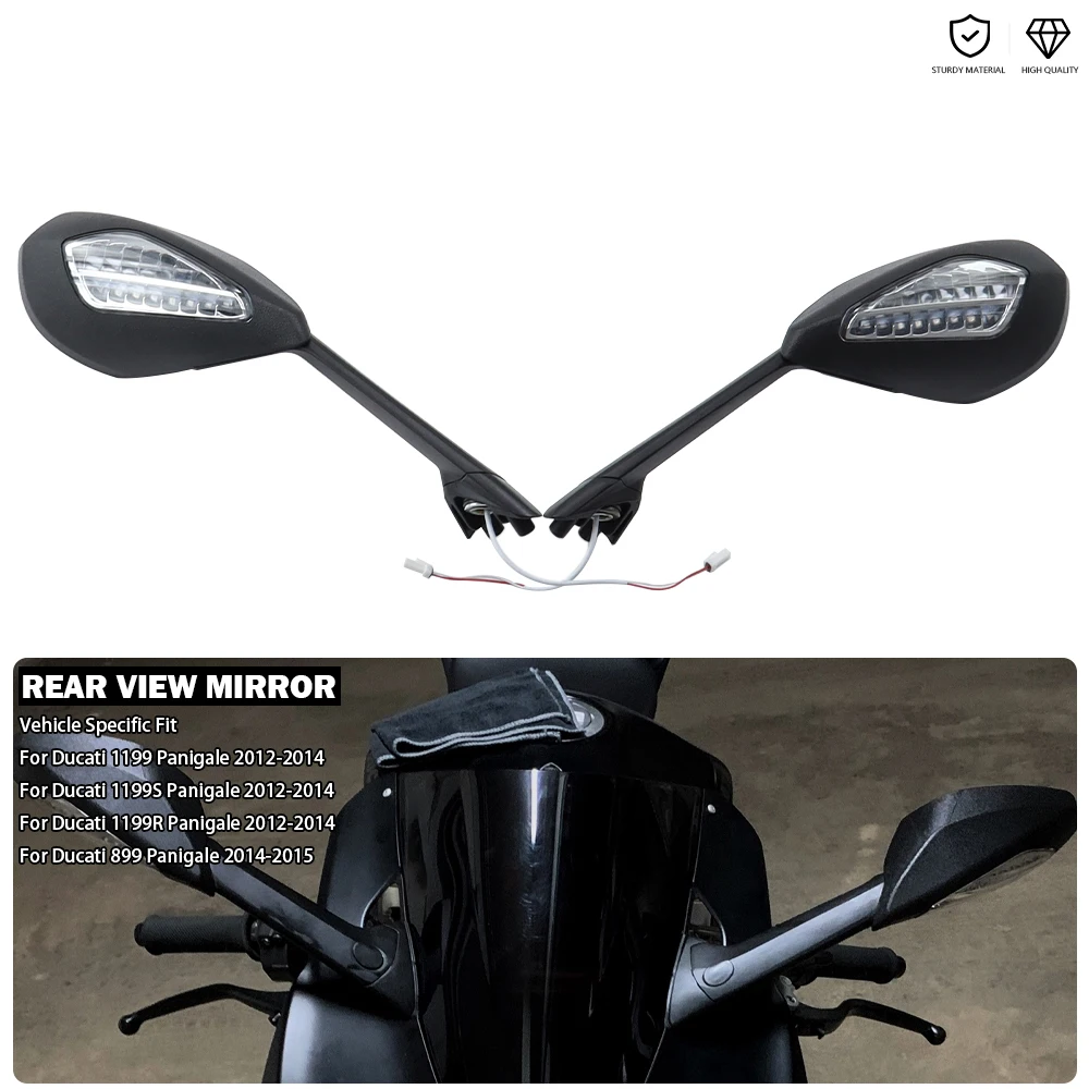 

Motorcycle Rear View Mirror Side Mirror With LED Turn Signal Fit For Ducati Panigale 1199 S/R 899 1199S 1199R 2012 2013 2014