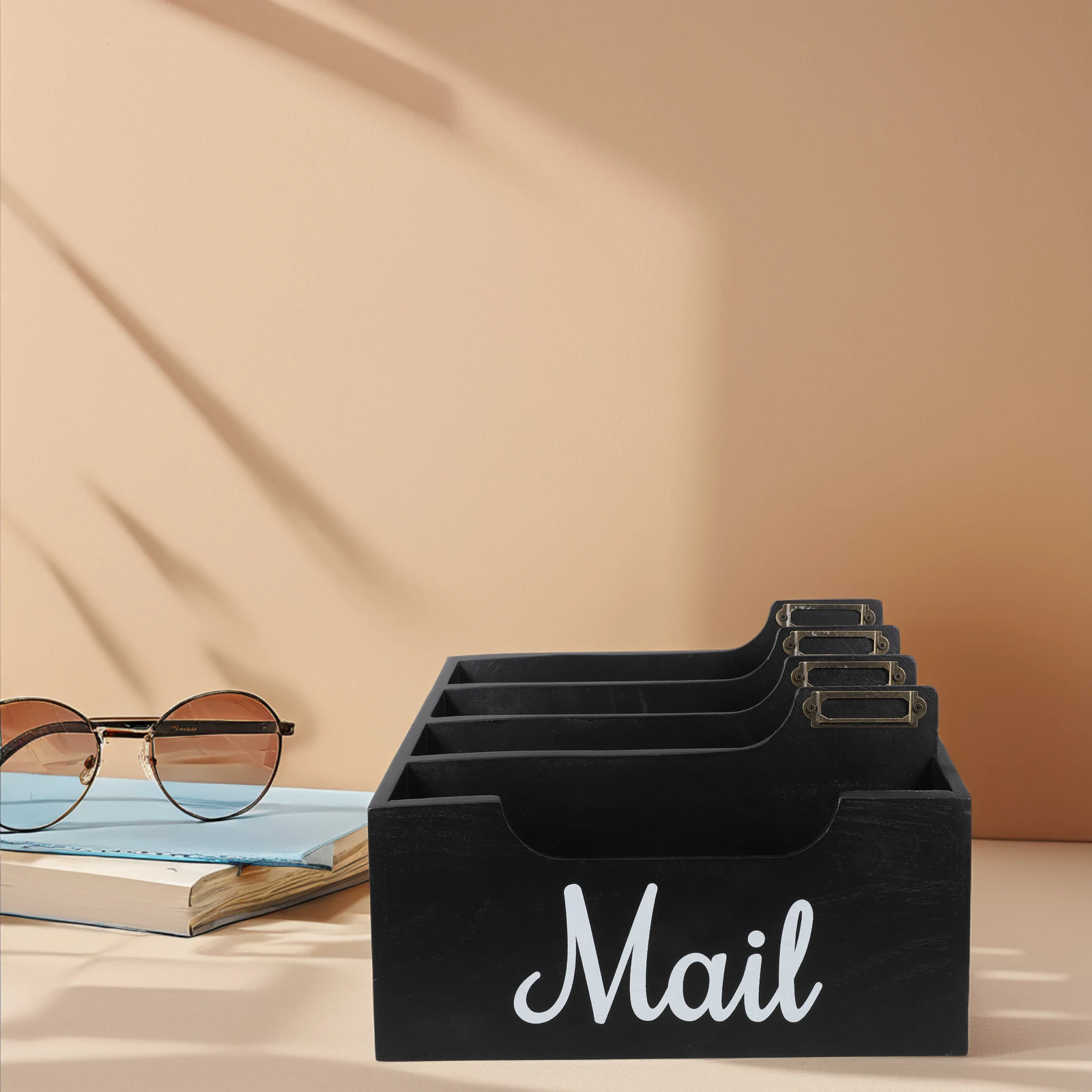 

Wood Desk Mail Organizer Multiple Compartments Letter Paper Storage Box Stationery Holder Home Office Envelope Holder